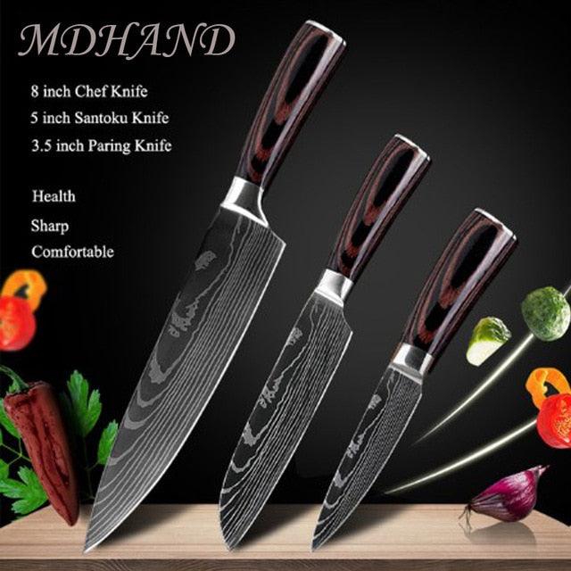 8 "inch Stainless Steel Laser Damascus Pattern Sharp Chef Knife Cleaver sushi knife Slicing Utility Knives(AK5)(1U61)(F61)
