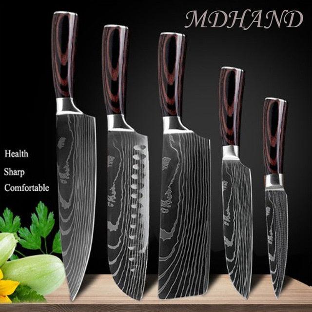 8 "inch Stainless Steel Laser Damascus Pattern Sharp Chef Knife Cleaver sushi knife Slicing Utility Knives(AK5)(1U61)(F61)
