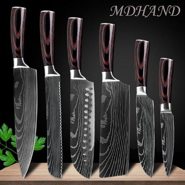 8 "inch Stainless Steel Laser Damascus Pattern Sharp Chef Knife Cleaver sushi knife Slicing Utility Knives(AK5)(1U61)(F61)
