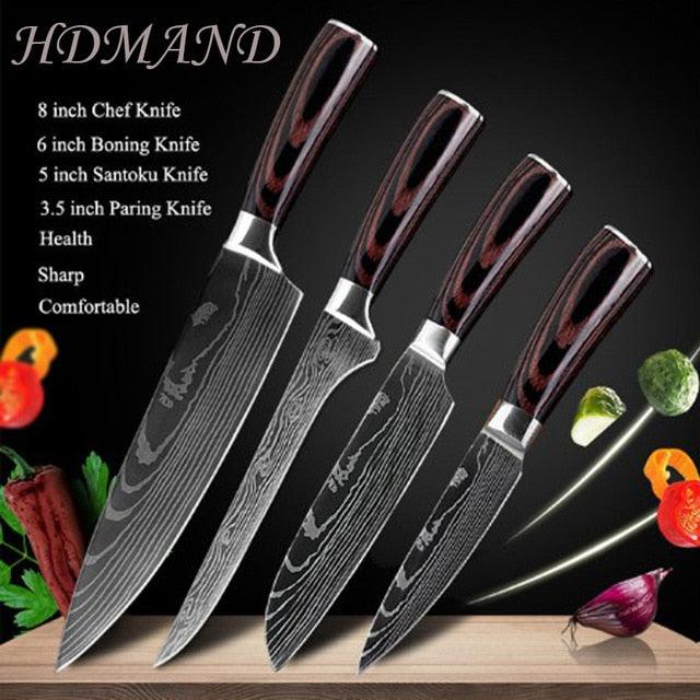 8 "inch Stainless Steel Laser Damascus Pattern Sharp Chef Knife Cleaver sushi knife Slicing Utility Knives(AK5)(1U61)(F61)