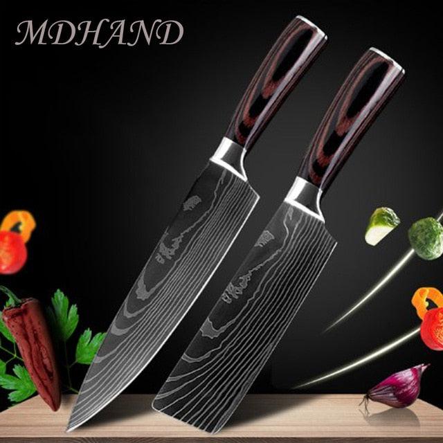8 "inch Stainless Steel Laser Damascus Pattern Sharp Chef Knife Cleaver sushi knife Slicing Utility Knives(AK5)(1U61)(F61)