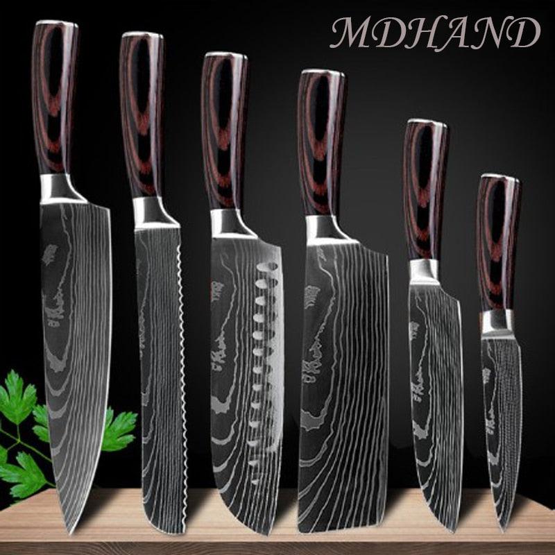 8 "inch Stainless Steel Laser Damascus Pattern Sharp Chef Knife Cleaver sushi knife Slicing Utility Knives(AK5)(1U61)(F61)