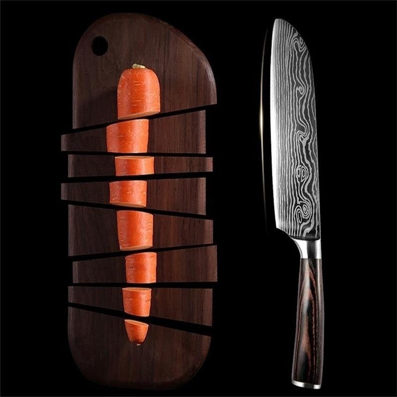 8 "inch Stainless Steel Laser Damascus Pattern Sharp Chef Knife Cleaver sushi knife Slicing Utility Knives(AK5)(1U61)(F61)