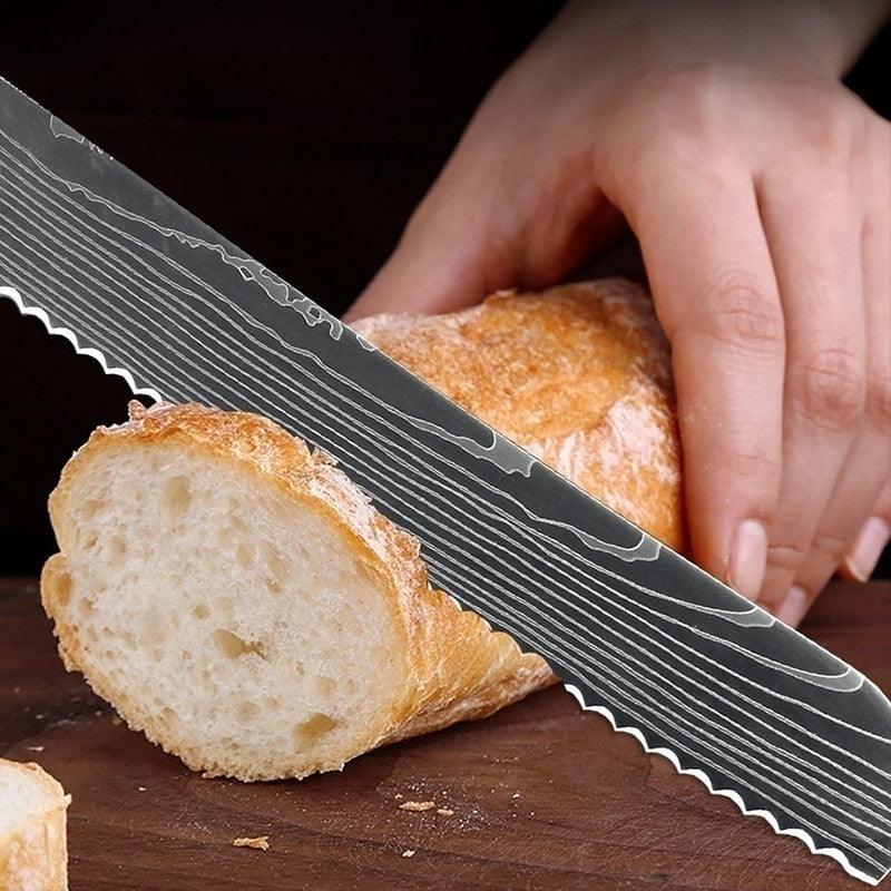 8 "inch Stainless Steel Laser Damascus Pattern Sharp Chef Knife Cleaver sushi knife Slicing Utility Knives(AK5)(1U61)(F61)