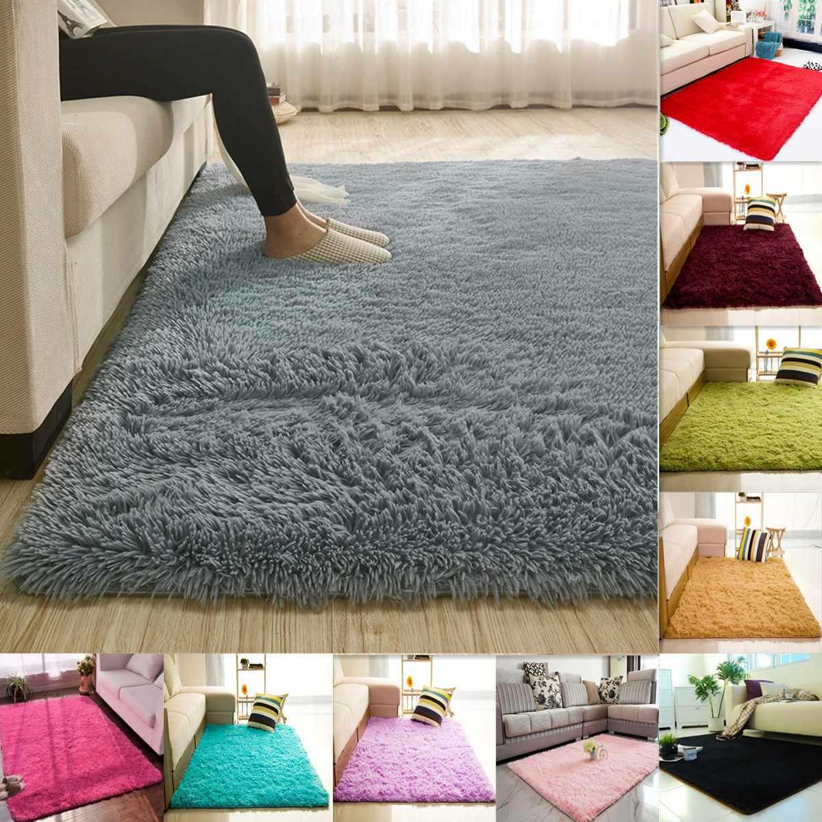 80*120CM Fluffy Rugs Anti-Skid Shaggy Area Rug Dining Living Room Bedroom Home Bedroom Soft Carpet (D68)(RU2)(RU3)(1U68)