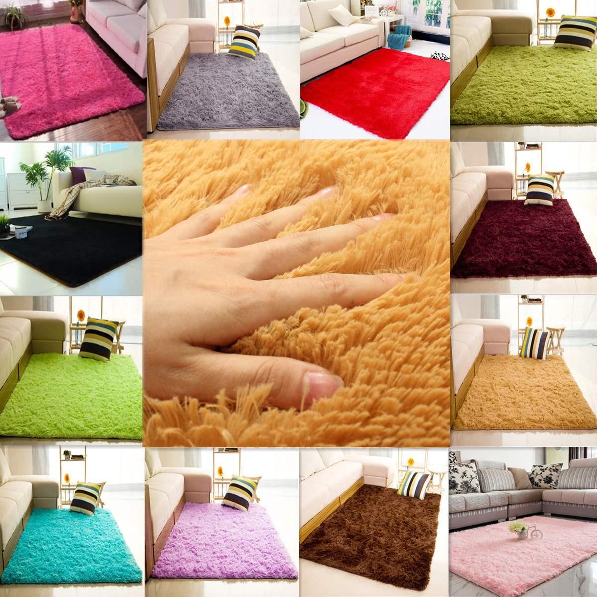 80*120CM Fluffy Rugs Anti-Skid Shaggy Area Rug Dining Living Room Bedroom Home Bedroom Soft Carpet (D68)(RU2)(RU3)(1U68)