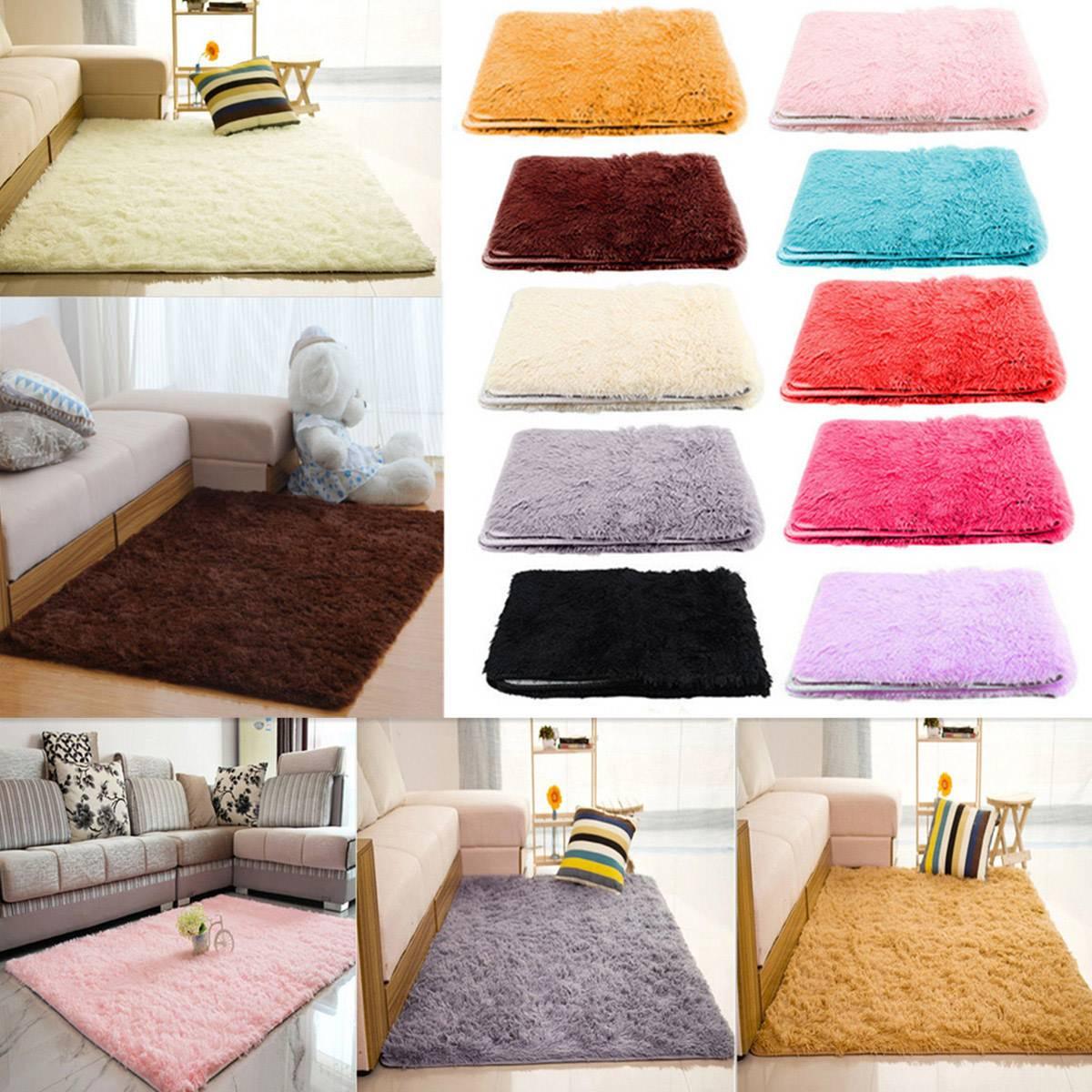 80*120CM Fluffy Rugs Anti-Skid Shaggy Area Rug Dining Living Room Bedroom Home Bedroom Soft Carpet (D68)(RU2)(RU3)(1U68)