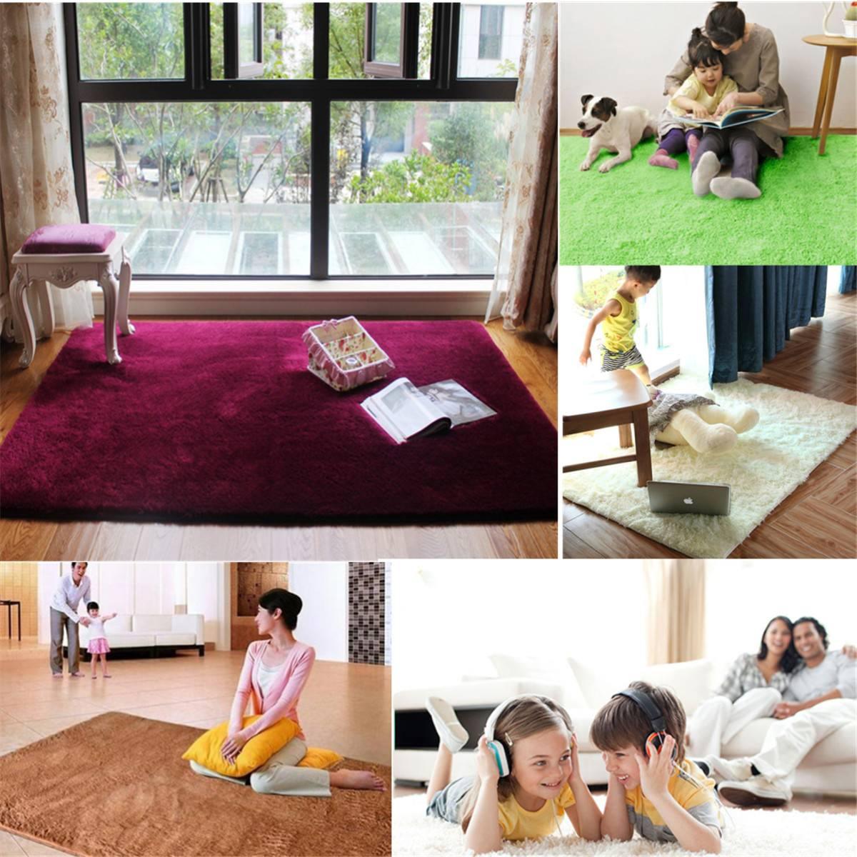 80*120CM Fluffy Rugs Anti-Skid Shaggy Area Rug Dining Living Room Bedroom Home Bedroom Soft Carpet (D68)(RU2)(RU3)(1U68)