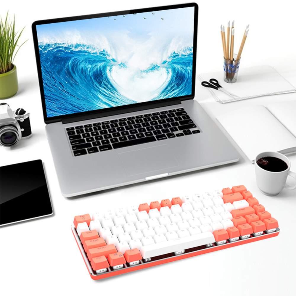 82 Keys Mechanical Keyboard ABS Keycap Two-color Injection White Light Backlight USB Wired Gaming Mechanical Keyboards (CA1)(F52)