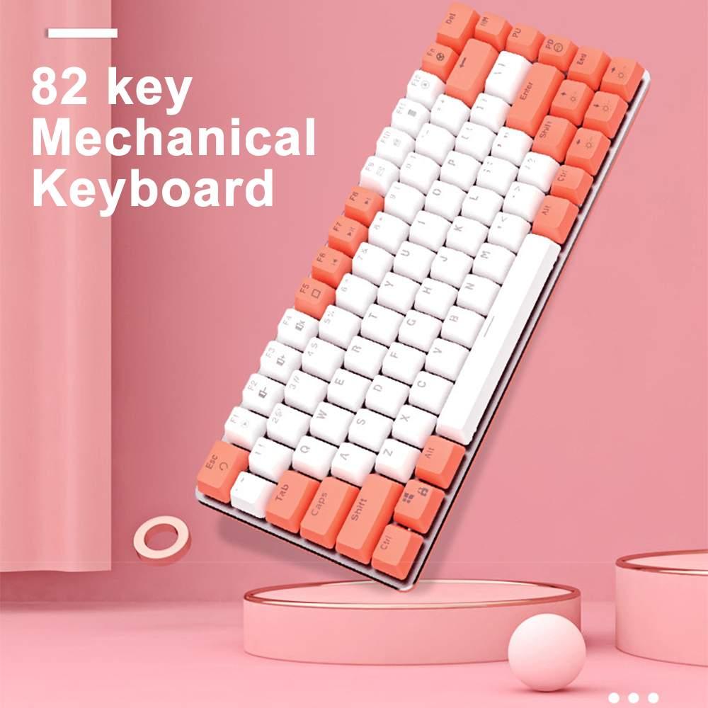 82 Keys Mechanical Keyboard ABS Keycap Two-color Injection White Light Backlight USB Wired Gaming Mechanical Keyboards (CA1)(F52)
