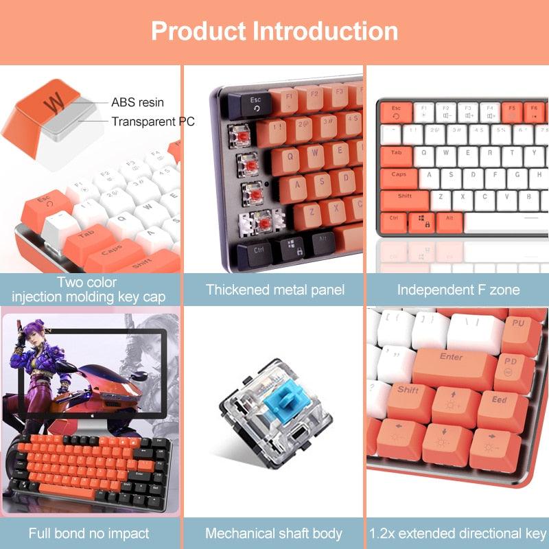 82 Keys Mechanical Keyboard ABS Keycap Two-color Injection White Light Backlight USB Wired Gaming Mechanical Keyboards (CA1)(F52)