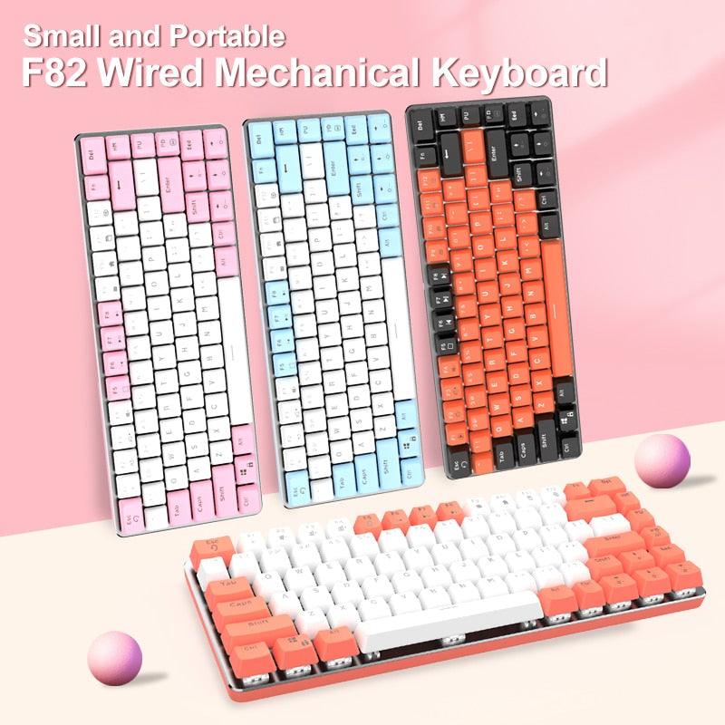 82 Keys Mechanical Keyboard ABS Keycap Two-color Injection White Light Backlight USB Wired Gaming Mechanical Keyboards (CA1)(F52)