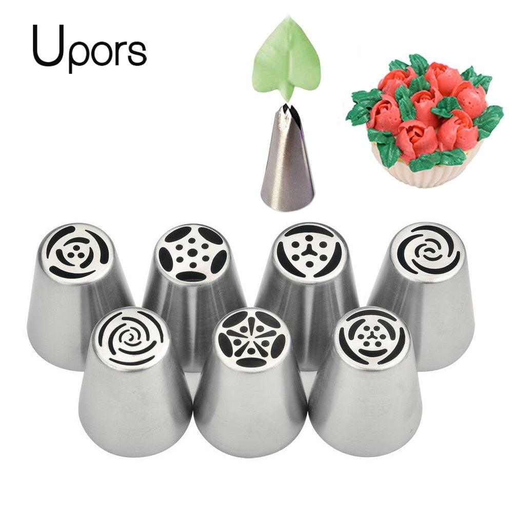 8Pcs Pastry Nozzles Stainless Steel Metal Cream Russian Piping Tips Icing Piping Nozzles Cake Decorating Tools (AK2)