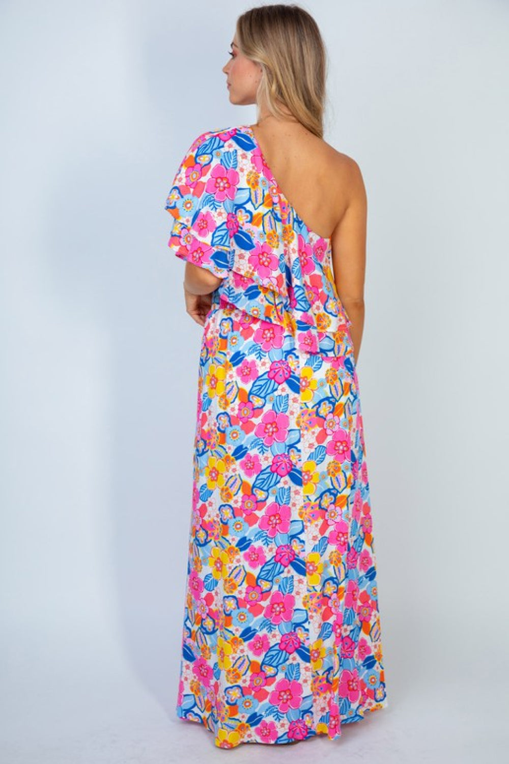 White Birch Sunshine & Blossoms Full Size Floral Smocked Maxi Skirt (TB7) T