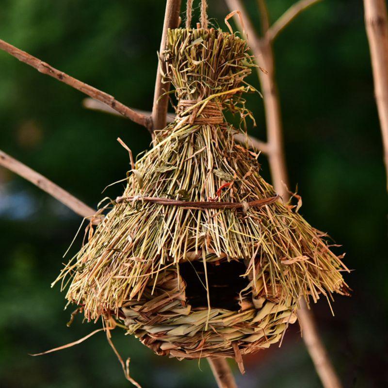 9 Styles Birds Nest Bird Cage Natural Grass Egg Cage Bird House - Outdoor Decorative Weaved Hanging Parrot Nest Houses (1W5)1