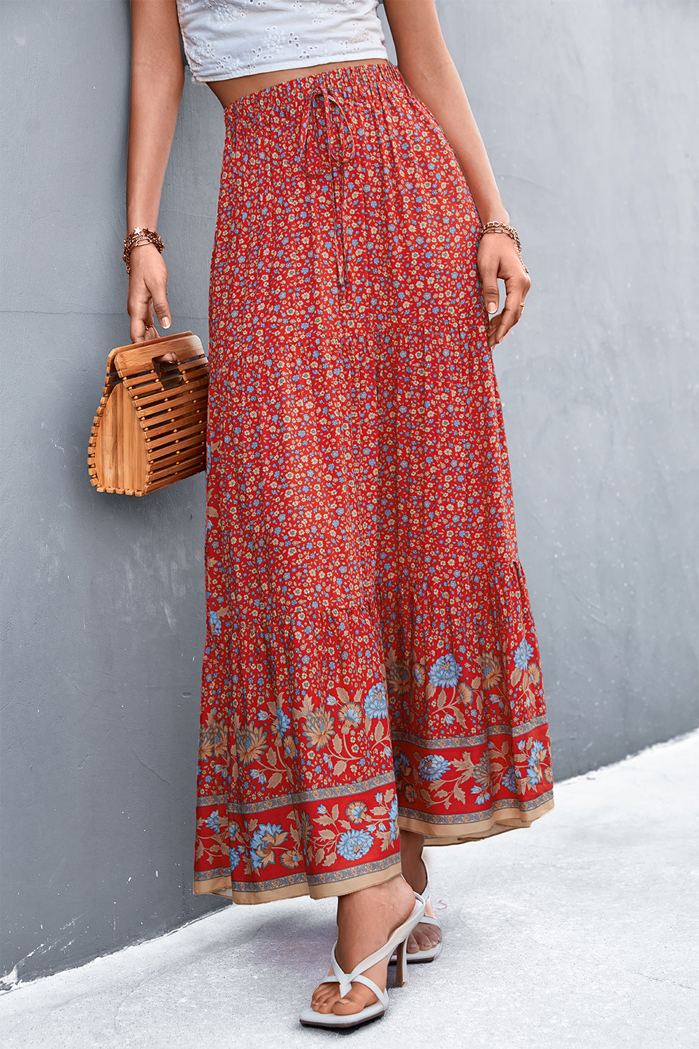 Floral Tied Maxi Skirt (TB7) T