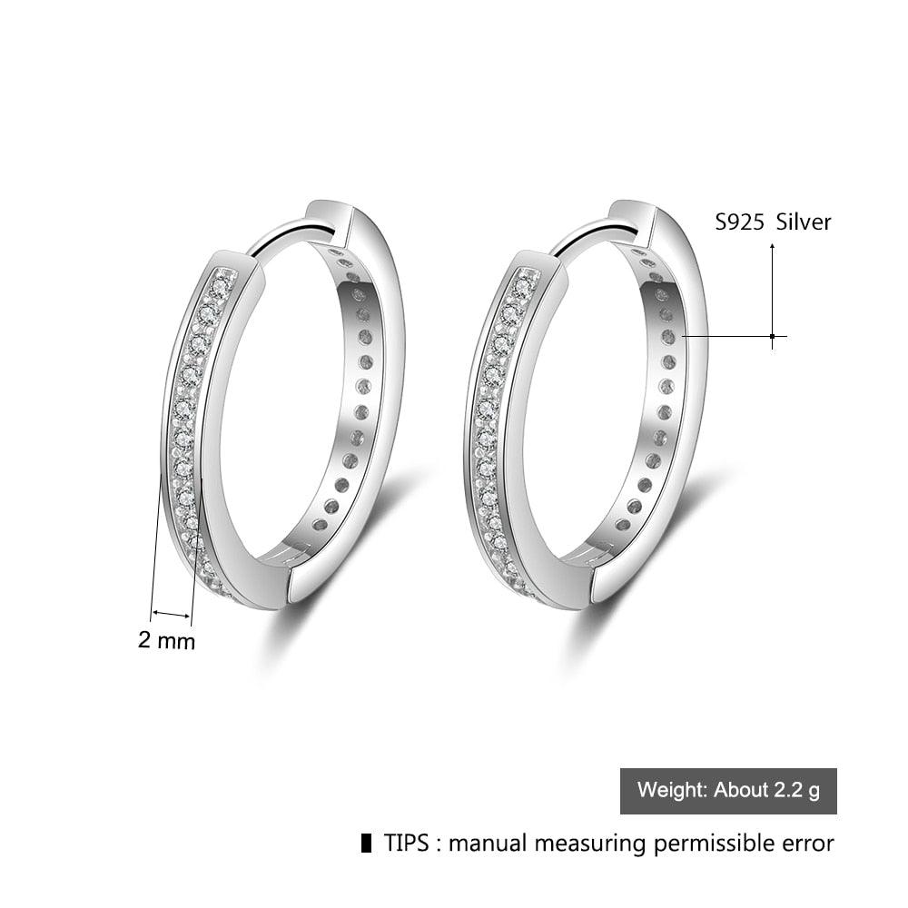925 Sterling Silver Round Hoop Earrings - Women Classic Style Cubic Zirconia Paved Circle Earrings (2U81)
