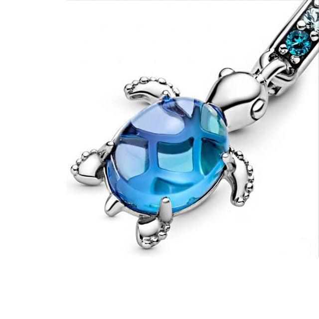 925 Sterling Silver Women Jewelry Ocean Series Turtle Charm - Starfish Beads Fit 3mm Bracelet DIY (D81)(6JW)