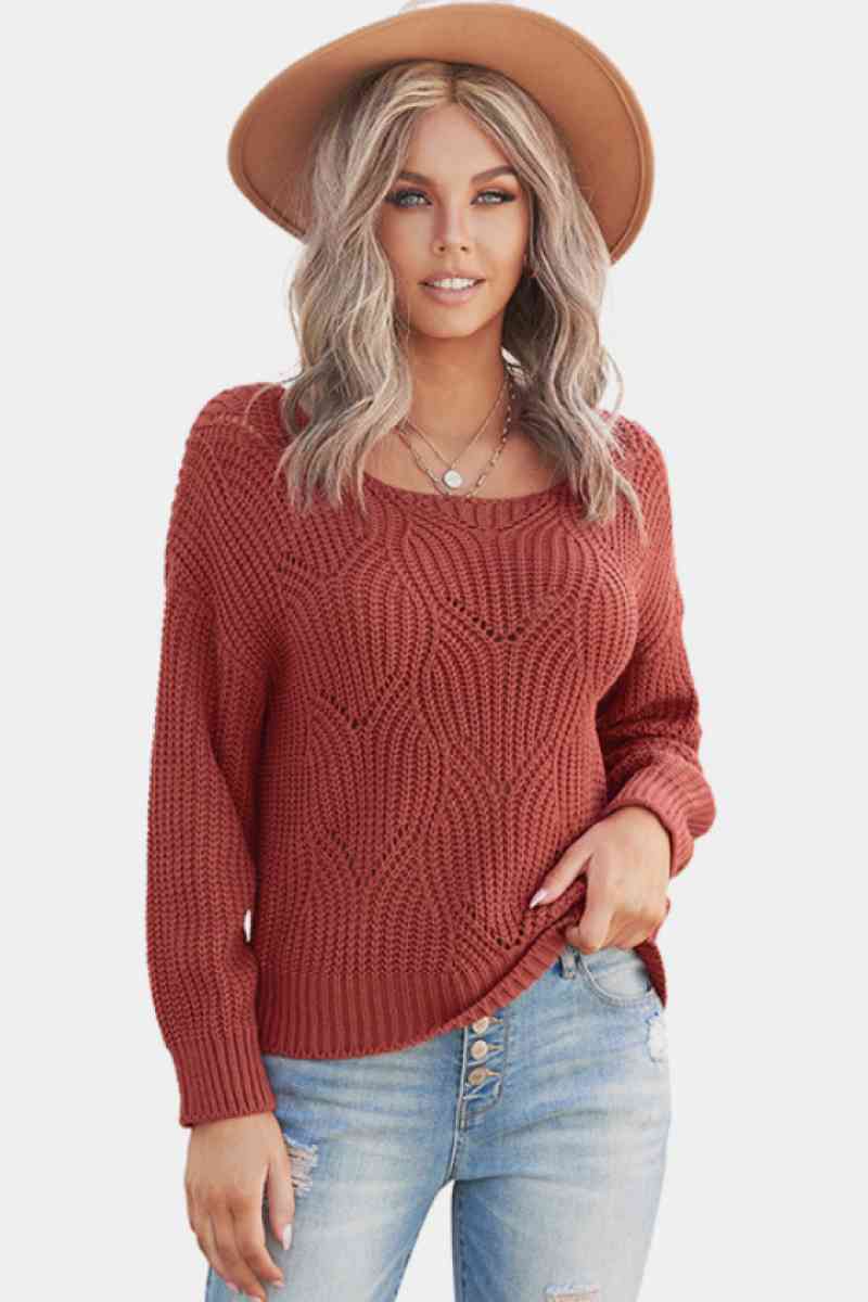 Drop Shoulder Round Neck Sweater - Deals DejaVu
