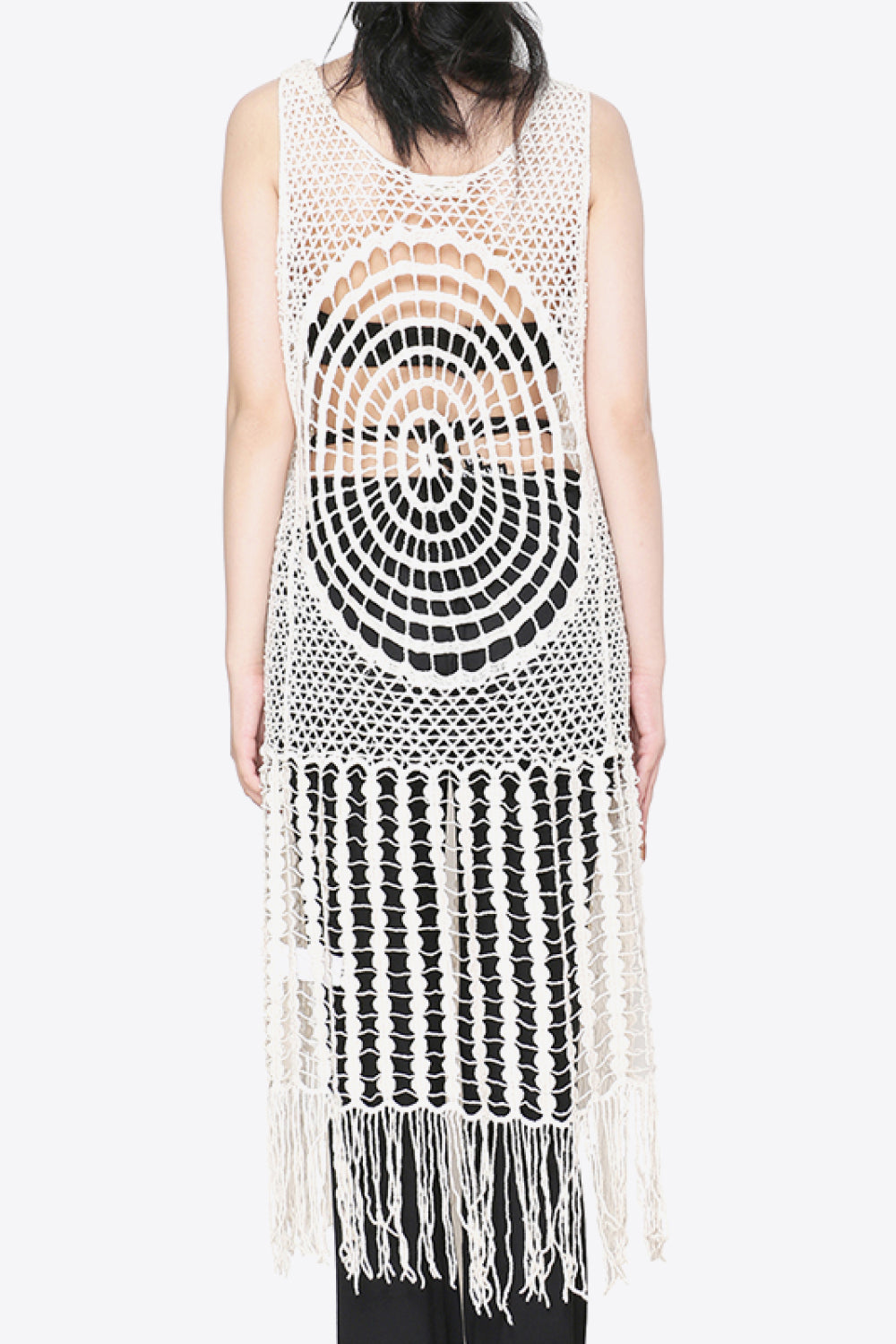 Tie Front Fringe Hem Sleeveless Cover Up (TB11D) T