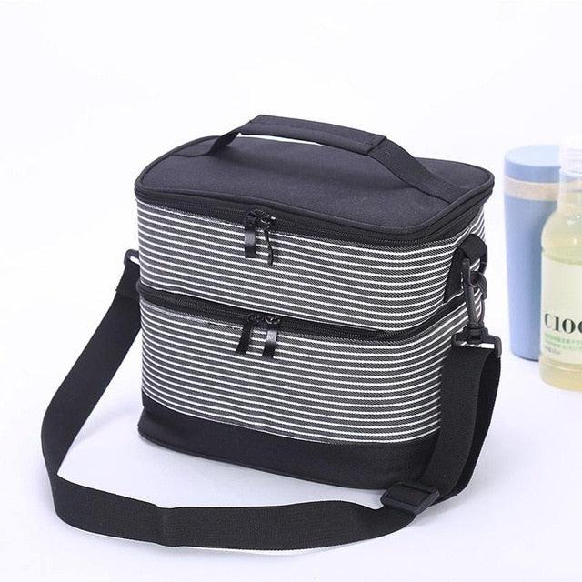 9L Double Layer Waterproof Warm / Cold Insulated Lunch Bag Bento Picnic Food Storage (2AK1)(1U61)
