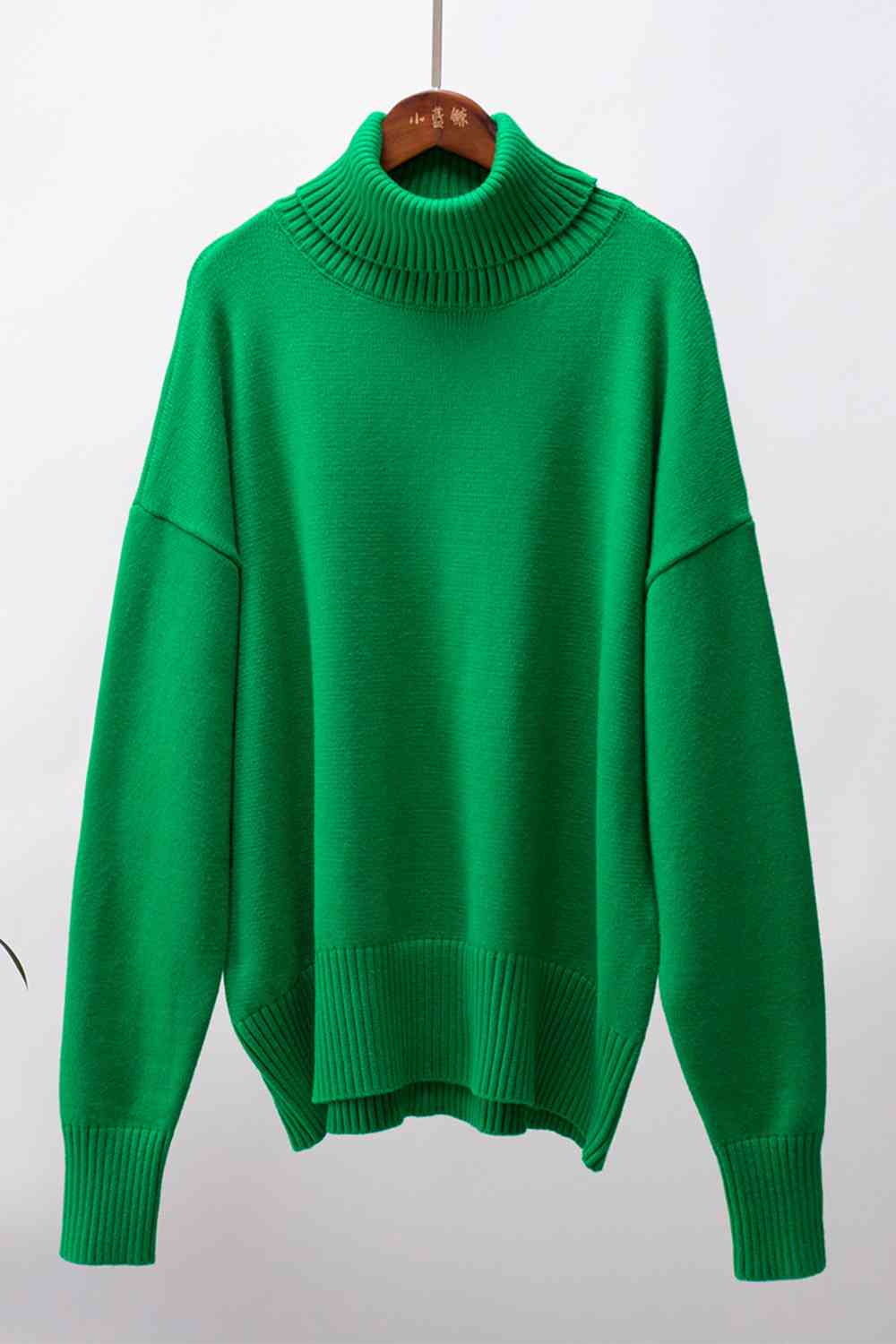 Turtle Neck Dropped Shoulder Sweater - Deals DejaVu