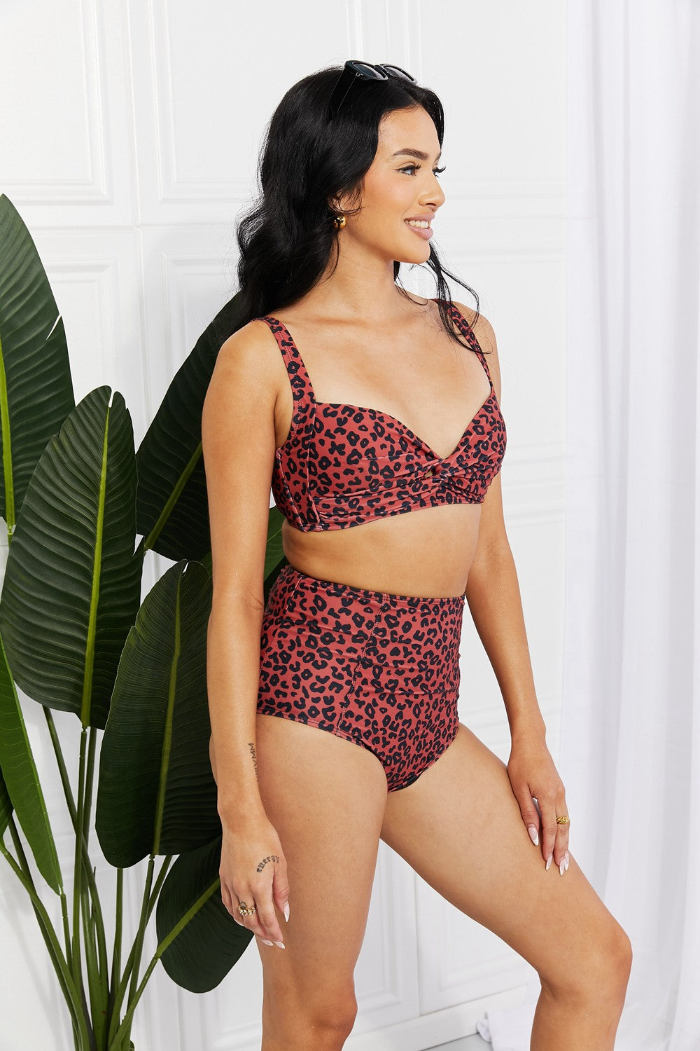 Marina West Swim Take A Dip Twist High-Rise Bikini in Ochre (TB9D) T