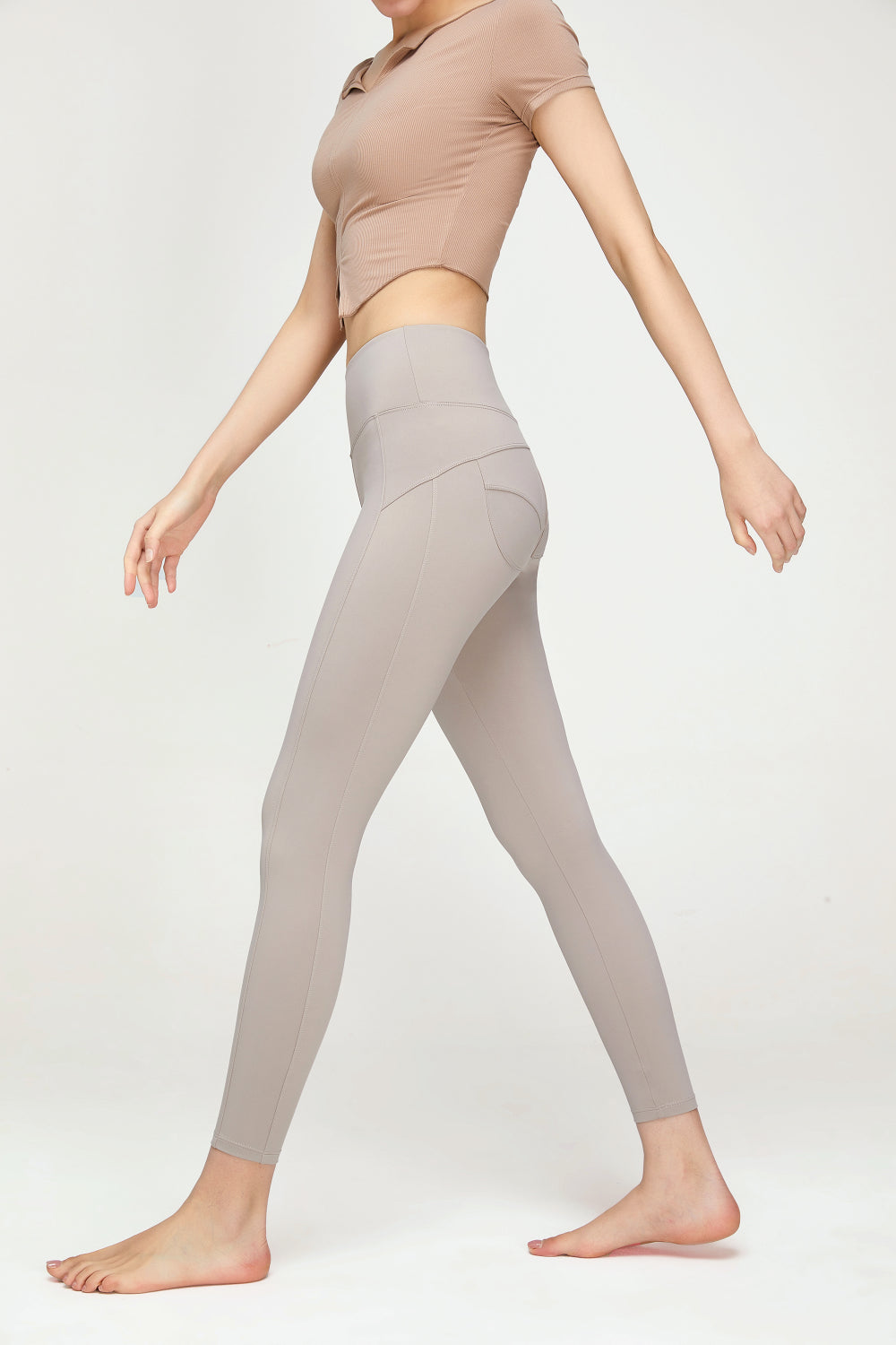 Seam Detail Wide Waistband Sports Leggings (TBL) T