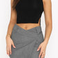 Pinstripe Crossover Waist Mini Skirt (TB7) T - Deals DejaVu