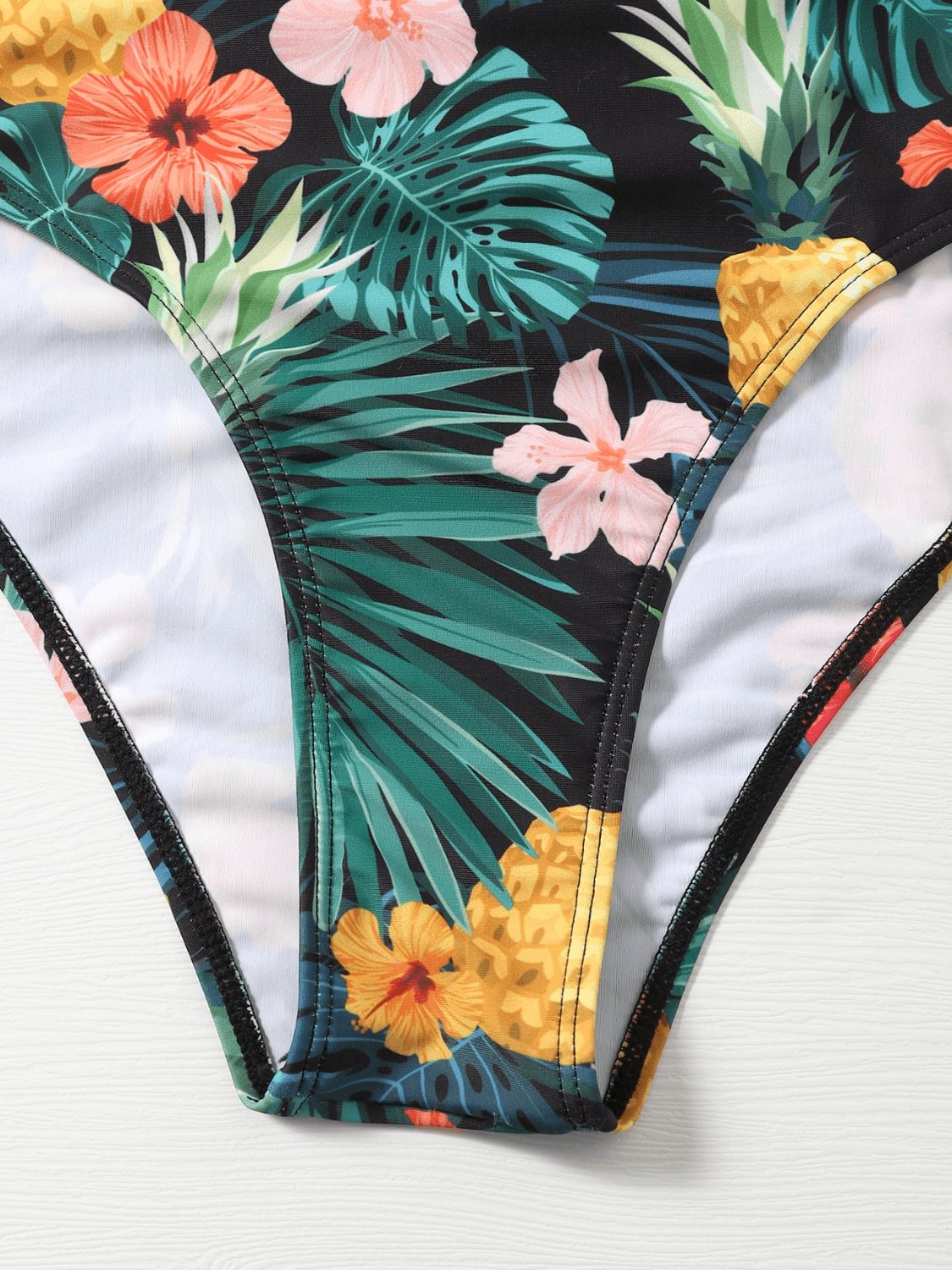 Botanical Print Cold-Shoulder One-Piece Swimsuit (TB10D) T
