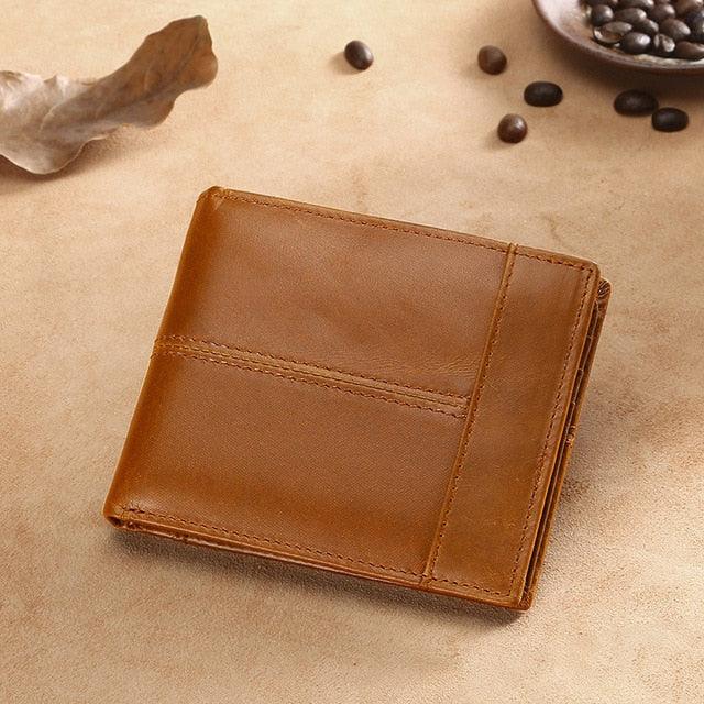 Great Vintage Wax Leather Money Clip - Anti-Theft Retro Short Wallet (2U17)