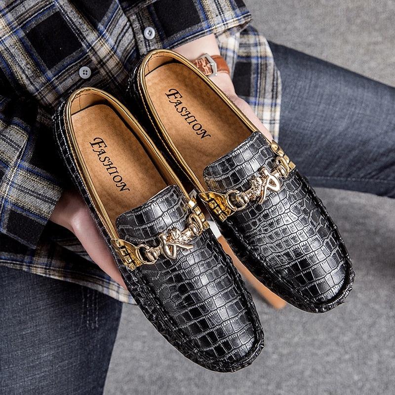 Men Luxury Loafers Gold Driving Shoes - Moccasins Italian Shoes (MSC5)(MSC4)(MSC1)(F12)