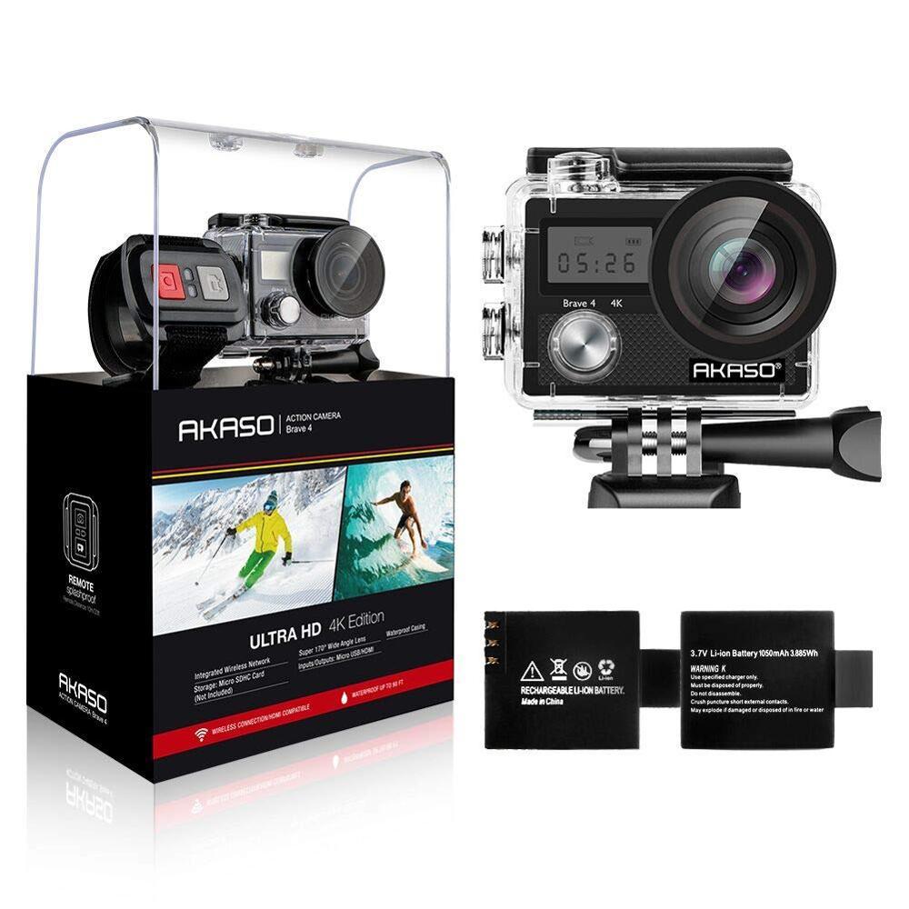 AKASO Brave 4 Action Camera 4K / 24fps Ultra HD 20MP Wifi anti-shake 30m Underwater Waterproof Remote control Helmet Sport cam (D54)(MC6)(1U54)