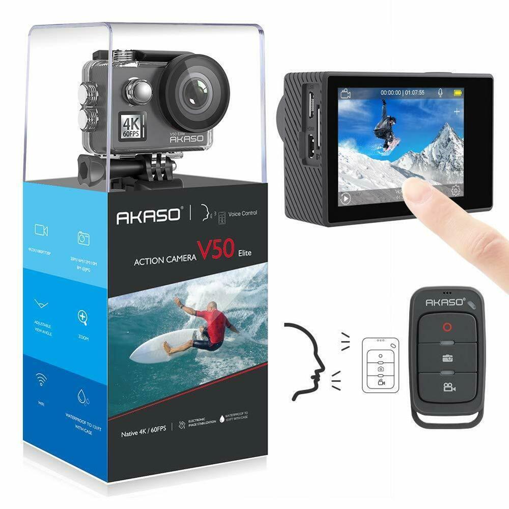 AKASO V50 Elite Native 4K/60fps 20MP Ultra HD 4K Action Camera Sport WiFi Touch Screen Voice Control EIS 40m Waterproof Camera (MC6)(1U54)