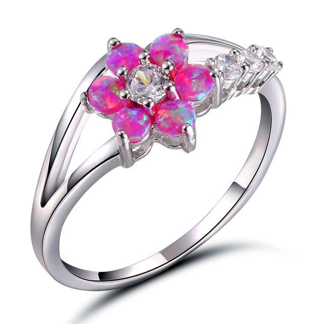 Gorgeous Natural Stone Women Rings - Cute/Romantic Zircon Flower Shaped Rings (2U81)