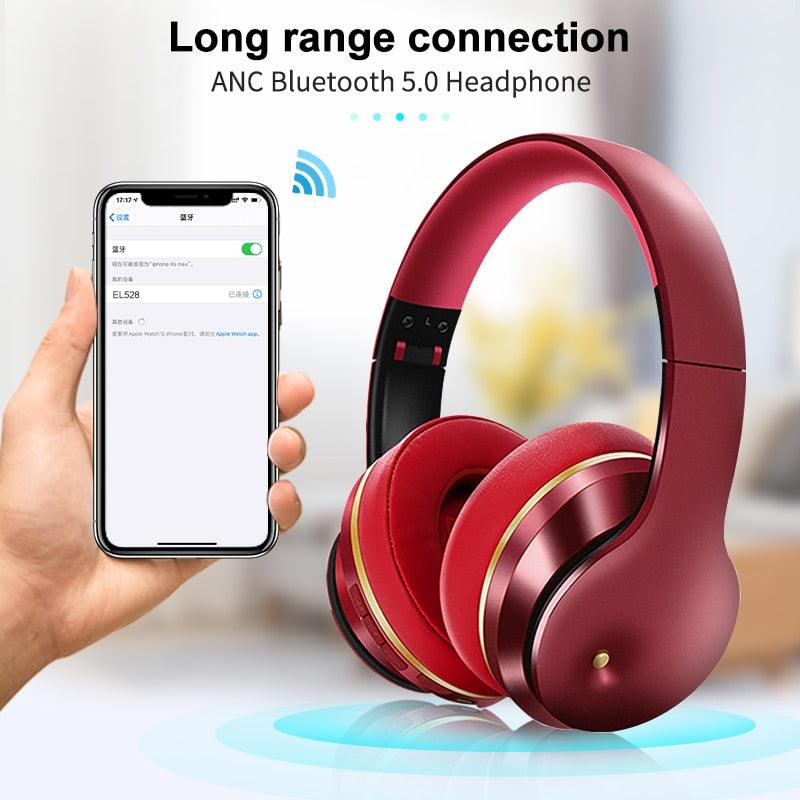 Great Bluetooth Headphones Active Noise Cancelling Wireless Headset Foldable Hifi Deep Bass Earphones with Microphone (AH2)(RS8)(F49)