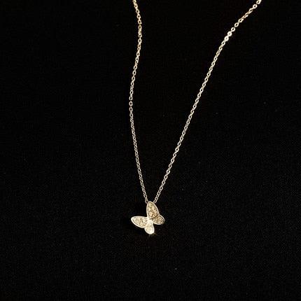Sweet Silver Color Zircon Crystal Butterfly Necklaces - Women Choker Jewelry (5JW)1