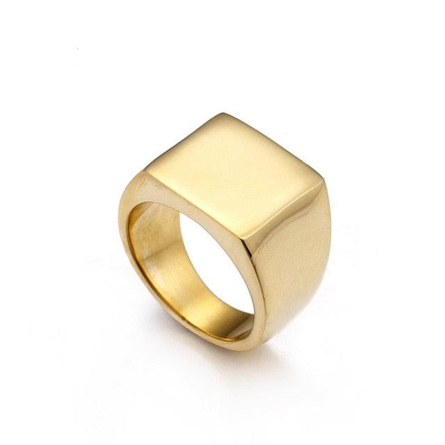 Cool Simple Men Ring - Black Gold Color Stainless Steel Men's Rings (MJ1)(F83)
