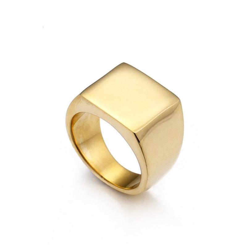 Cool Simple Men Ring - Black Gold Color Stainless Steel Men's Rings (MJ1)(F83)