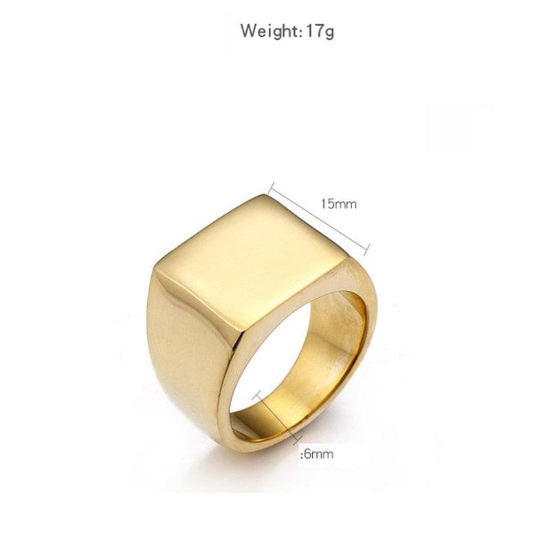 Cool Simple Men Ring - Black Gold Color Stainless Steel Men's Rings (MJ1)(F83)