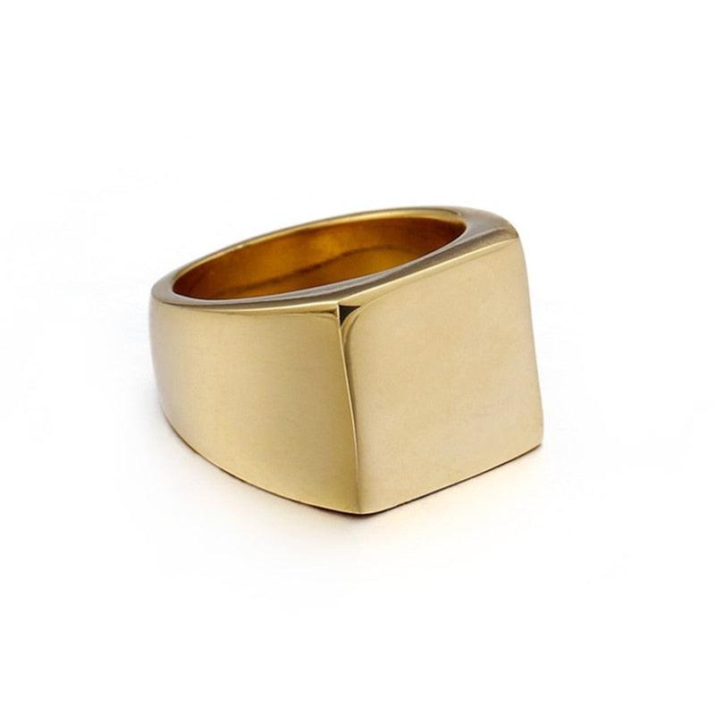 Cool Simple Men Ring - Black Gold Color Stainless Steel Men's Rings (MJ1)(F83)