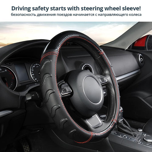 Cool Willow Patterned Massage Car Steering Wheel Cover - Soccer Pattern Splice Light Leather -Universal Fits Most Car (7WH1)(F89)