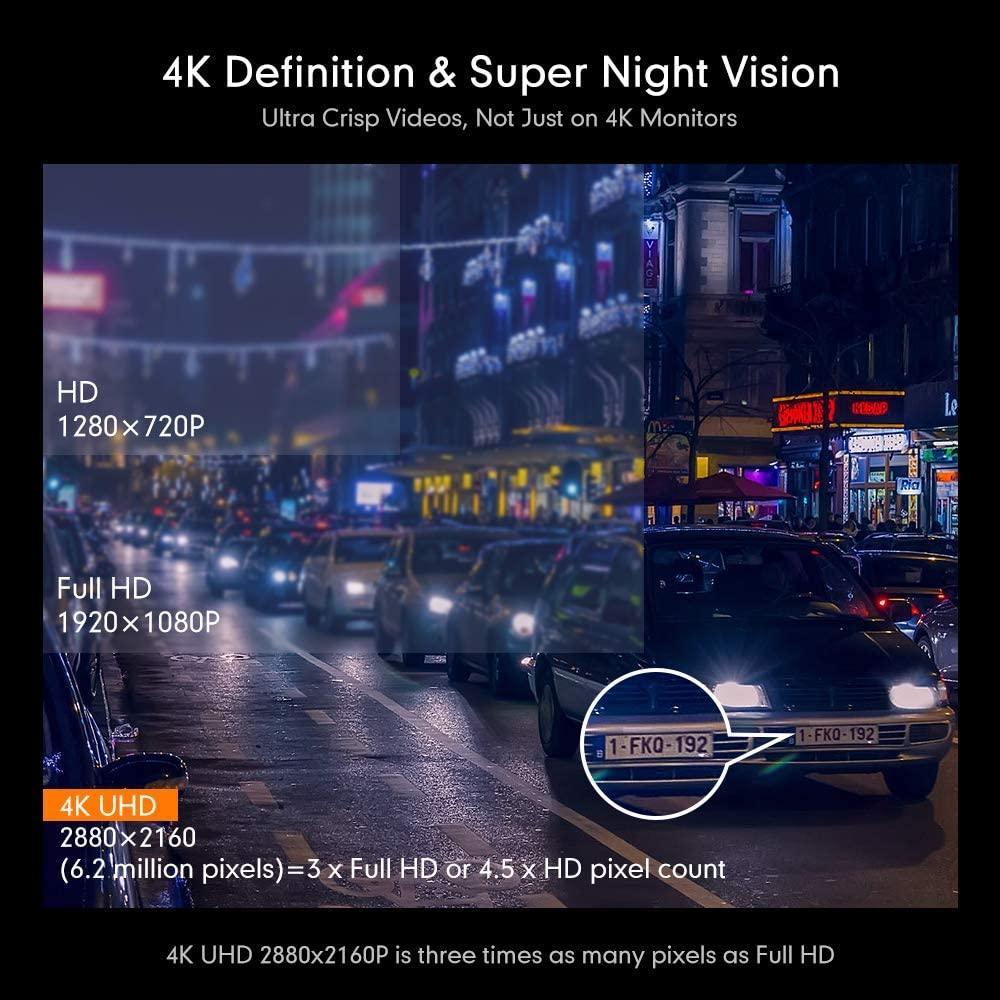 \\4K 2160P Dual Lens Built in GPS WiFi FHD 1080P Front + VGA Rear Camera Car DVR Recorder GS63H Dash Cam Night Vision (D60)(CT4)(1U60)