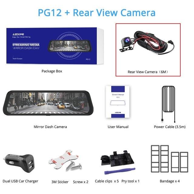 Car Dvr Rearview Mirror Dash Cam 10" Full-Screen Touching Streaming Media Dash camera 1296P Dual Lens Night Vision (CT3)