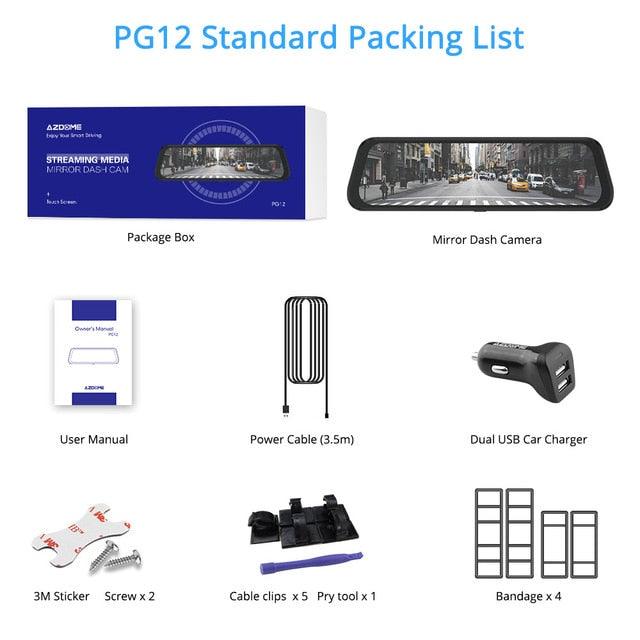 Car Dvr Rearview Mirror Dash Cam 10" Full-Screen Touching Streaming Media Dash camera 1296P Dual Lens Night Vision (CT3)