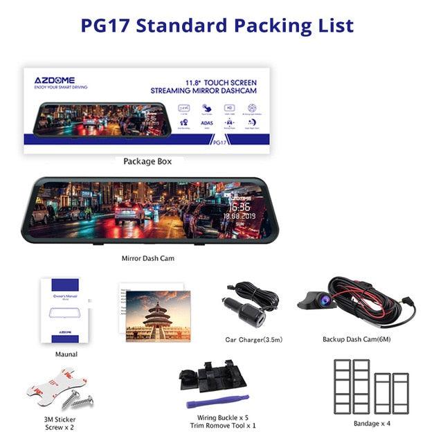 Car Dvr Rearview Mirror Dash Cam 10" Full-Screen Touching Streaming Media Dash camera 1296P Dual Lens Night Vision (CT3)