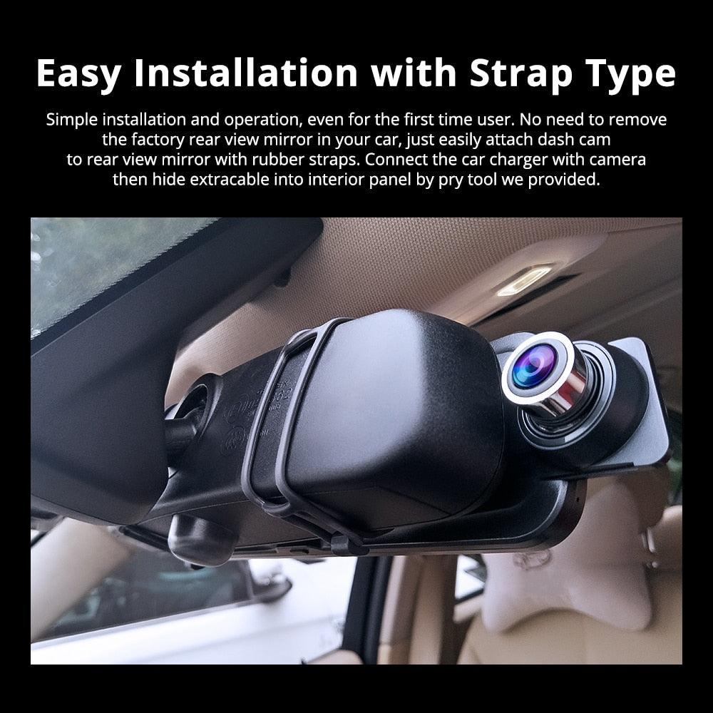 Car Dvr Rearview Mirror Dash Cam 10" Full-Screen Touching Streaming Media Dash camera 1296P Dual Lens Night Vision (CT3)