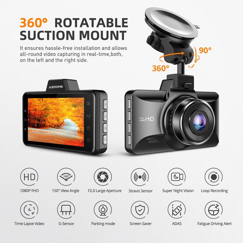 Car DVR 3-Inch 2.5D Screen 1080P HD Dash Cam 24H Park Monitor Dash Camera Recorder Night Vision G-sensor ADAS (CT4)(1U60)