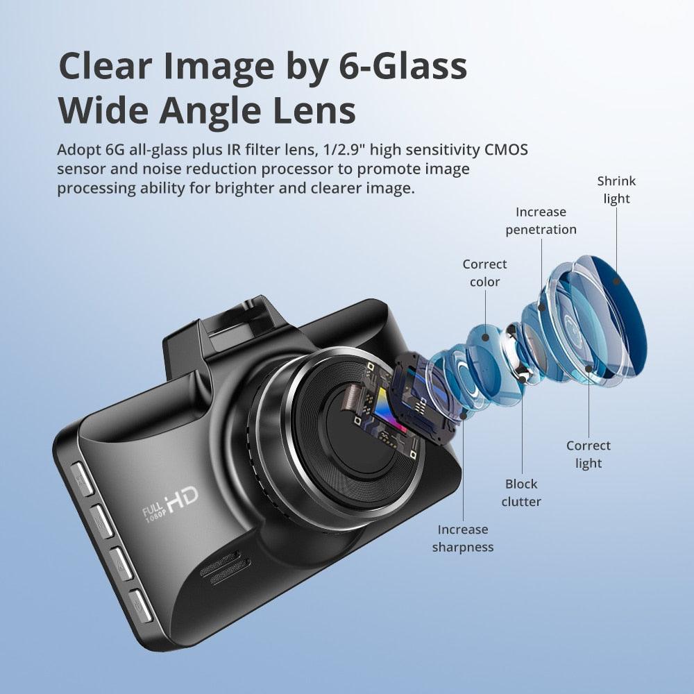 Car DVR 3-Inch 2.5D Screen 1080P HD Dash Cam 24H Park Monitor Dash Camera Recorder Night Vision G-sensor ADAS (CT4)(1U60)