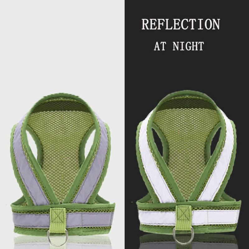 Adjustable Pet Dog Cat Harness and Leash Set - Puppy Cat Reflective Vest Harness Collar Chihuahua Pug Bulldog (2U70)
